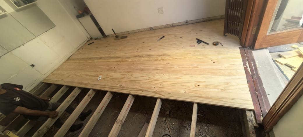 Timber floorboards laid