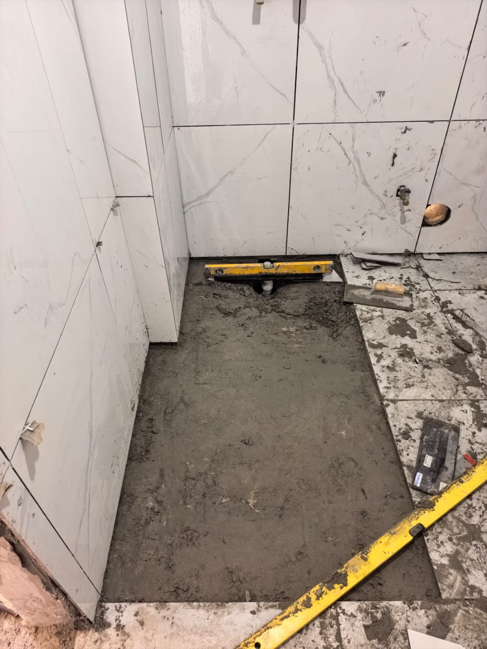 Bathroom prepped for tiling